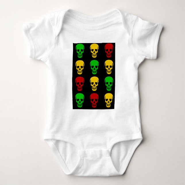Rasta Skulls Baby Bodysuit (Front)