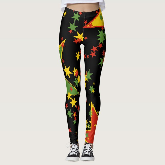 Rasta Star Spangled Leggings (Front)