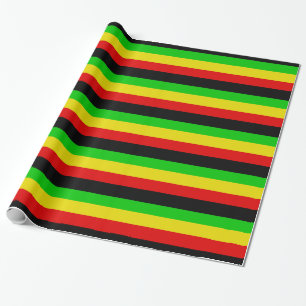 Rasta Stripes with Black Wrapping Paper