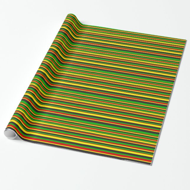 Rasta Stripes Wrapping Paper (Unrolled)