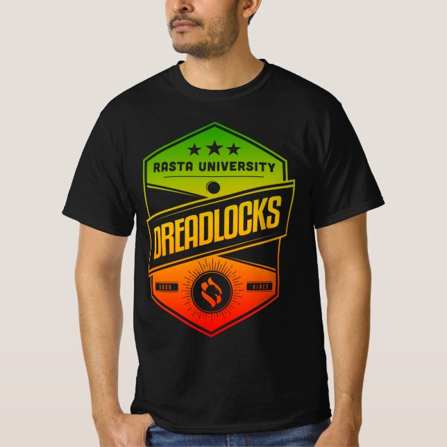 Rasta University Dreadlocks Good Vibes Reggae  T-Shirt (Front)