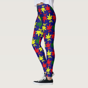 Rasta Weed Leaves Colours Blue Tights