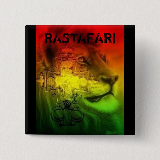 Rastafari Badge 2 Inch Square Button (Front)