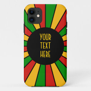 RASTAFARI FLAG BUTTON RAYS + your sign or monogram iPhone 11 Case