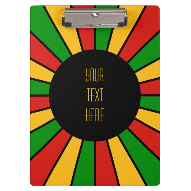 RASTAFARI FLAG BUTTON RAYS + your sign or monogram Clipboard (Front)