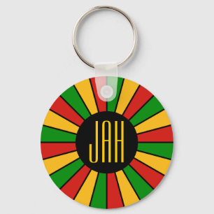 RASTAFARI FLAG BUTTON RAYS + your sign or monogram Keychain