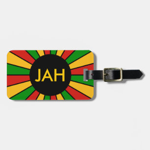 RASTAFARI FLAG BUTTON RAYS + your sign or monogram Luggage Tag