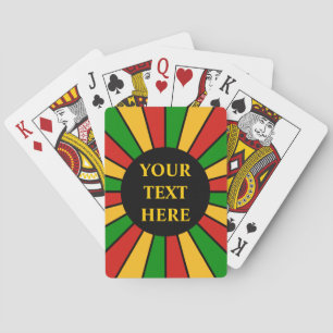 RASTAFARI FLAG BUTTON RAYS + your sign or monogram Playing Cards