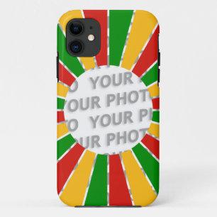 RASTAFARI FLAG BUTTON RAYS + your sign or photo iPhone 11 Case