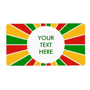 RASTAFARI FLAG BUTTON RAYS + your sign or text