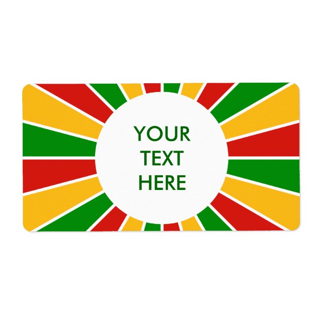 RASTAFARI FLAG BUTTON RAYS + your sign or text (Front)