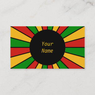 RASTAFARI FLAG BUTTON RAYS + your sign or text Business Card