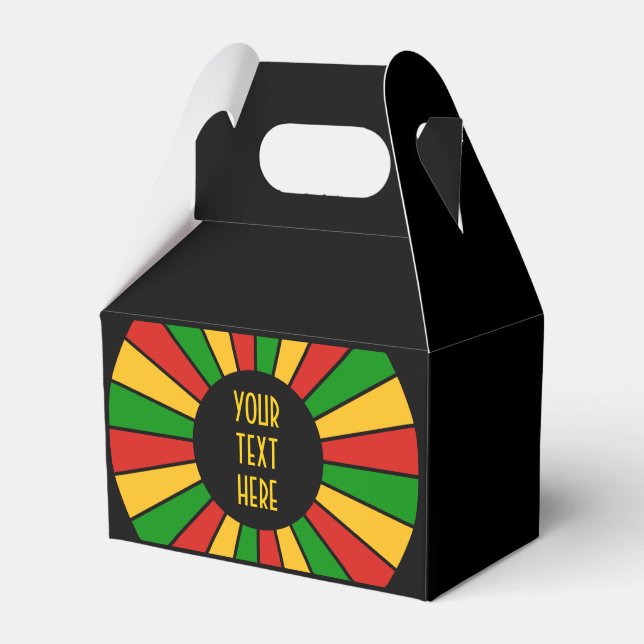 RASTAFARI FLAG BUTTON RAYS + your sign or text Favor Box (Front Side)