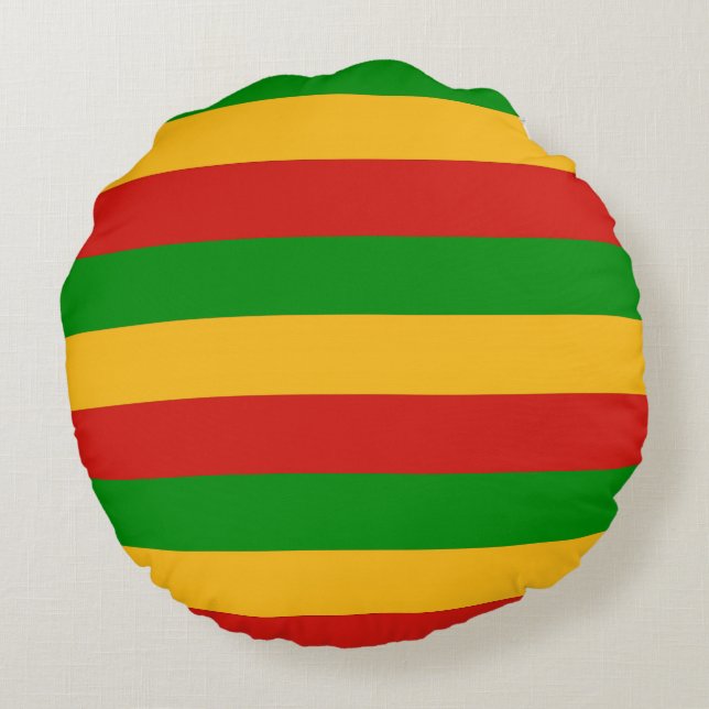 RASTAFARI FLAG COLORS + your ideas Round Pillow (Back)
