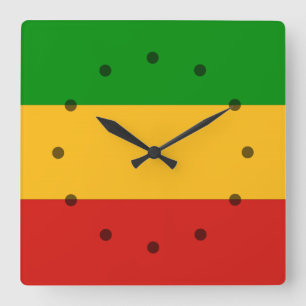 RASTAFARI FLAG COLORS + your ideas Square Wall Clock