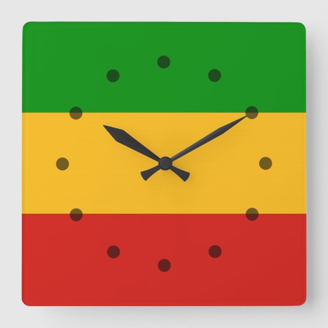 RASTAFARI FLAG COLORS + your ideas Square Wall Clock (Front)