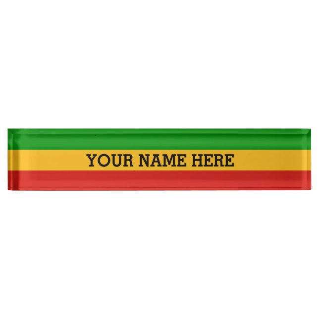 RASTAFARI FLAG COLORS + your text Nameplate (Front)