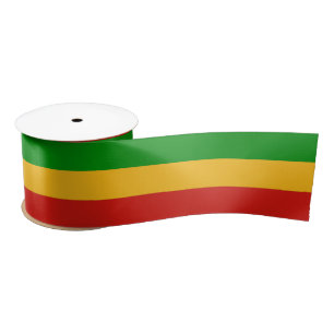 RASTAFARI FLAG COLORS + your text Satin Ribbon
