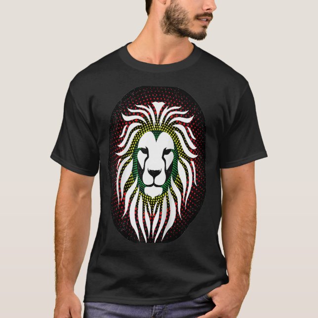 Rastafari Lion Head Jamaica Souvenir Rasta Roots R T-Shirt (Front)