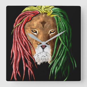 Rastafari Lion Square Wall Clock