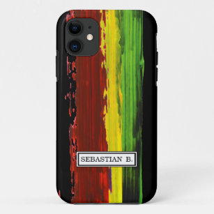 Rastafari Paint Stripe Custom Name iPhone 11 Case