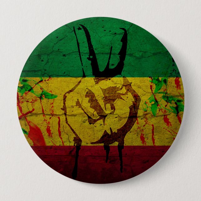 Rastafarian badge 4 inch round button (Front)