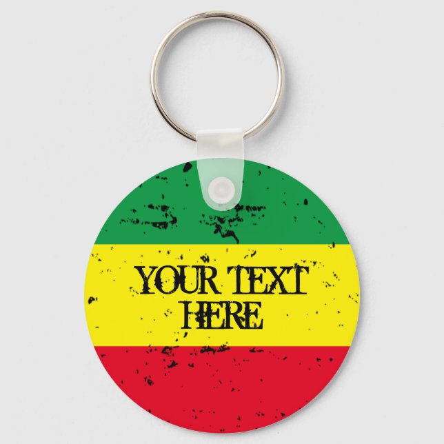 Rastafarian flag personalized custom text keychain (Front)