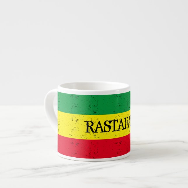 Rastafarian flag personalized espresso coffee cup (Front Left)
