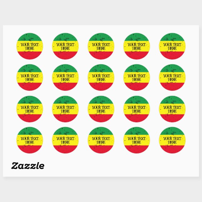 Rastafarian flag Rasta colours reggae music custom Classic Round Sticker (Sheet)