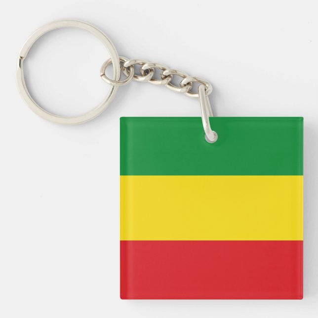 Rastafarian Flag Rasta Ethiopian Keychain (Front)
