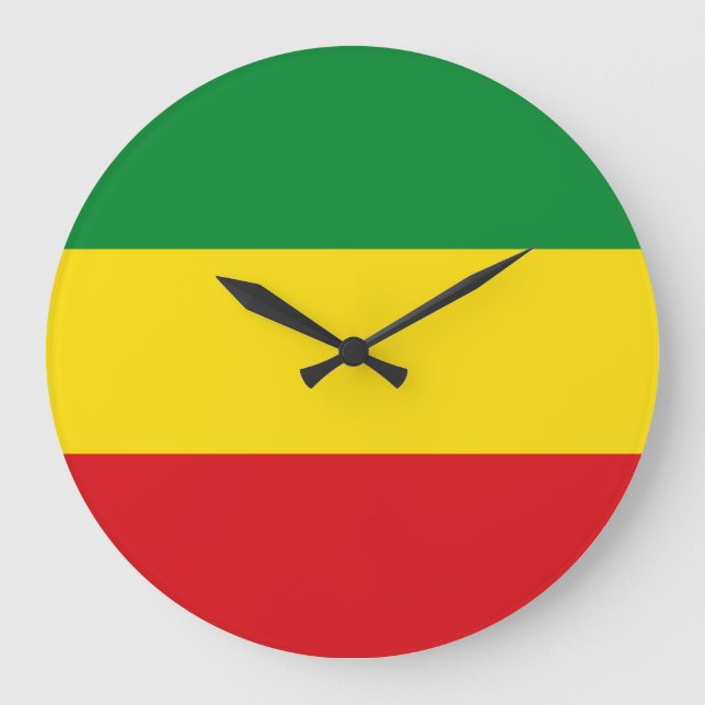 Rastafarian Flag Rasta Ethiopian Large Clock (Front)
