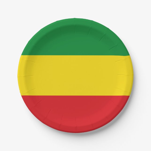 Rastafarian Flag Rasta Ethiopian Paper Plate (Front)
