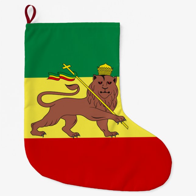 Rastafarian Flag (Rastafarianism) (Rasta) Large Christmas Stocking (Front)