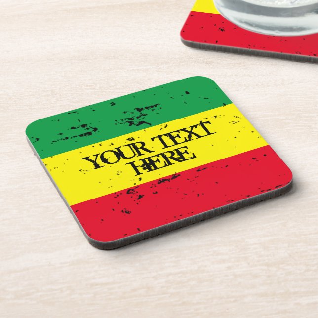 Rastafarian flag reggae music green yellow red coaster (Left Side)