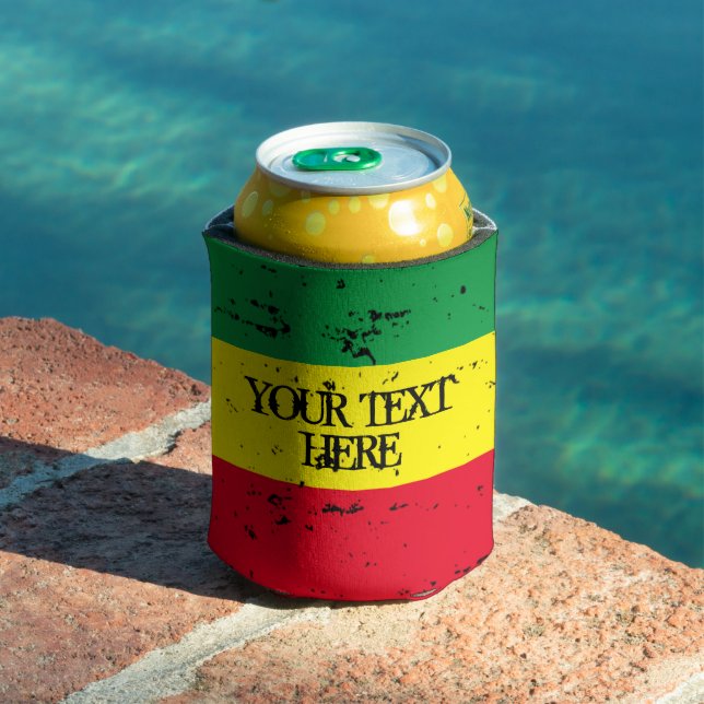 Rastafarian flag reggae music personalized can coo can cooler (In Situ Pool)