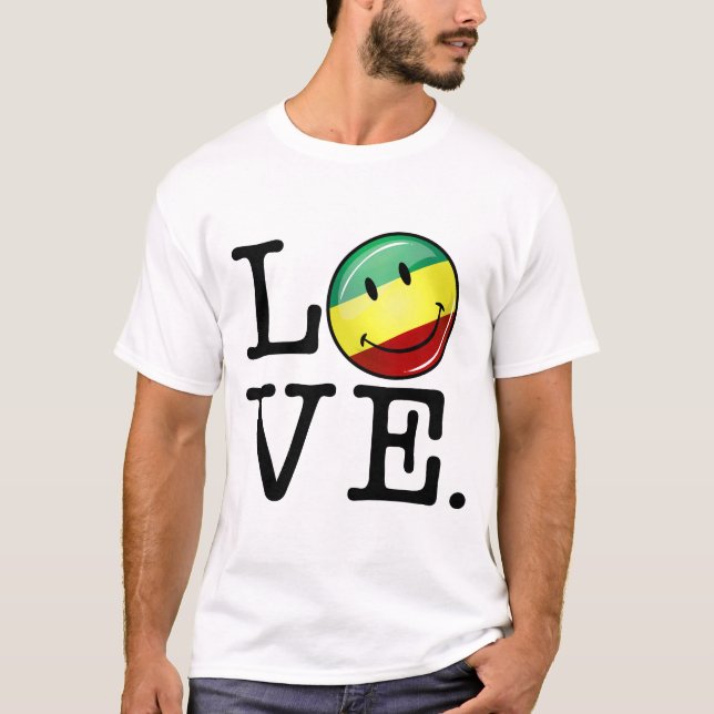 Rastafarian Love Happy Rasta Flag T-Shirt (Front)