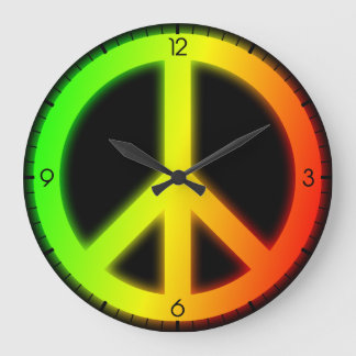 Rastafarian Peace Sign Large Clock