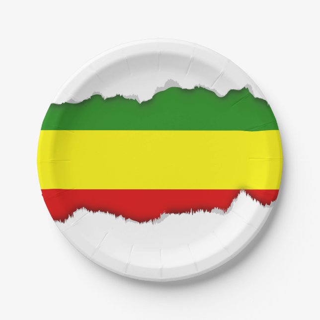 Rastafarian Pride Flag Paper Plate (Front)