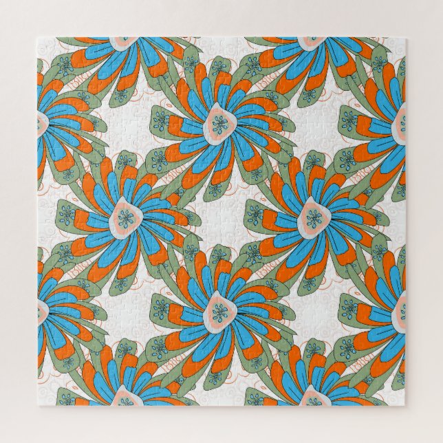 Raster Floral Abstract Textile Print Jigsaw Puzzle (Vertical)