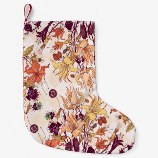 Raster illustration. Light flower pattern on colou Small Christmas Stocking