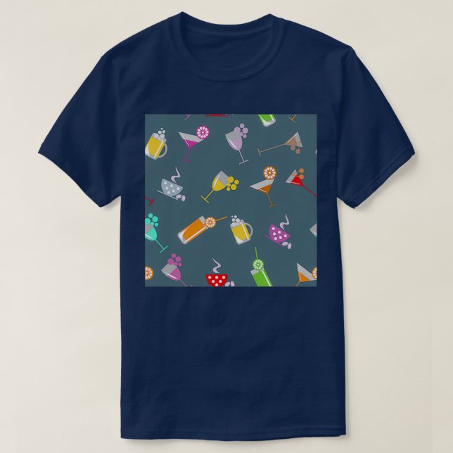 raster pattern with cocktail glass wine glass beer T-Shirt (Design Front)