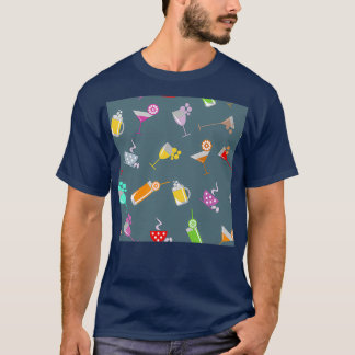 raster pattern with cocktail glass wine glass beer T-Shirt
