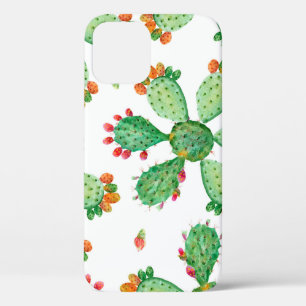 Raster watercolor seamless cactus set background.  iPhone 12 case