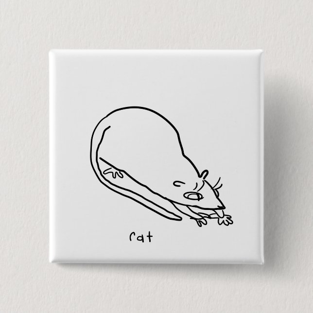 rat 2 inch square button (Front)