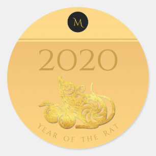 Rat Année 2020 fruits Élégant Monogramme R Sticker