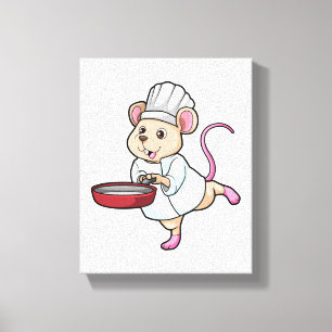 Rat as Cook with Pan & Cooking hat Canvas Print
