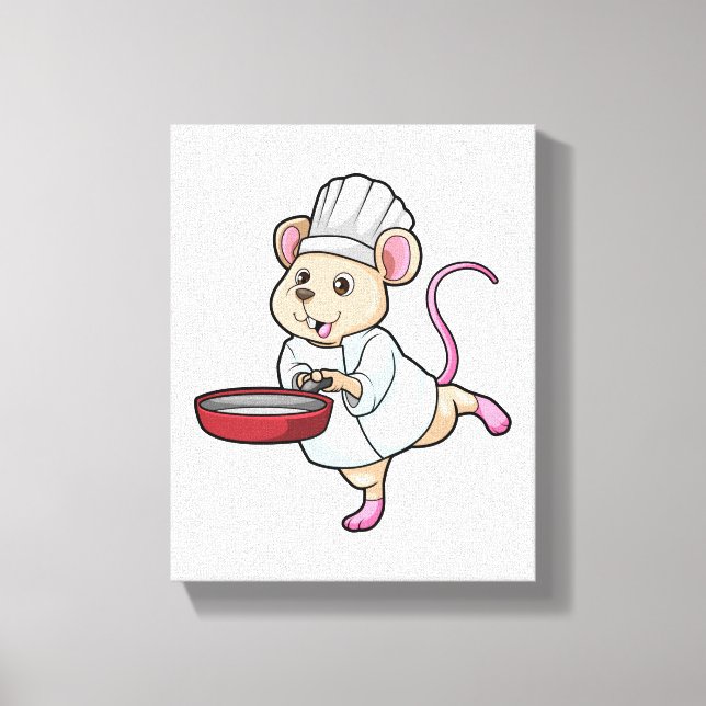 Rat as Cook with Pan & Cooking hat Canvas Print (Front)