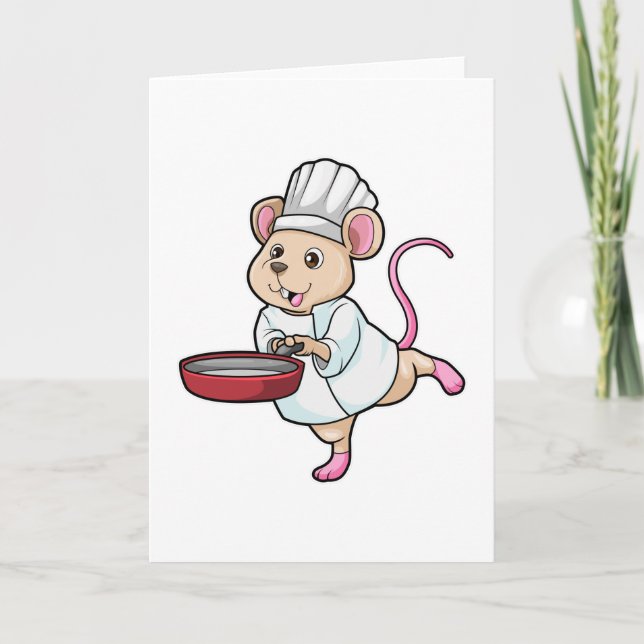 Rat as Cook with Pan & Cooking hat Card (Front)