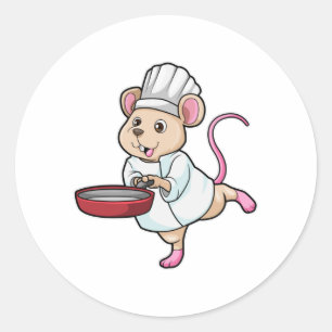 Rat as Cook with Pan & Cooking hat Classic Round Sticker
