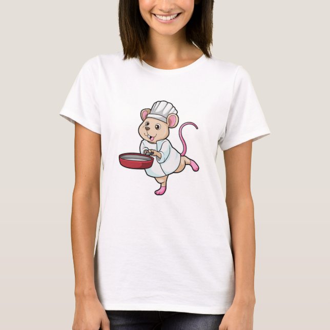 Rat as Cook with Pan & Cooking hat T-Shirt (Front)